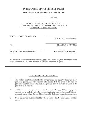 section 2255 motion|2255 form federal court.